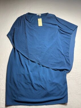 New Sese Code Blue Draped One-Shoulder Dress